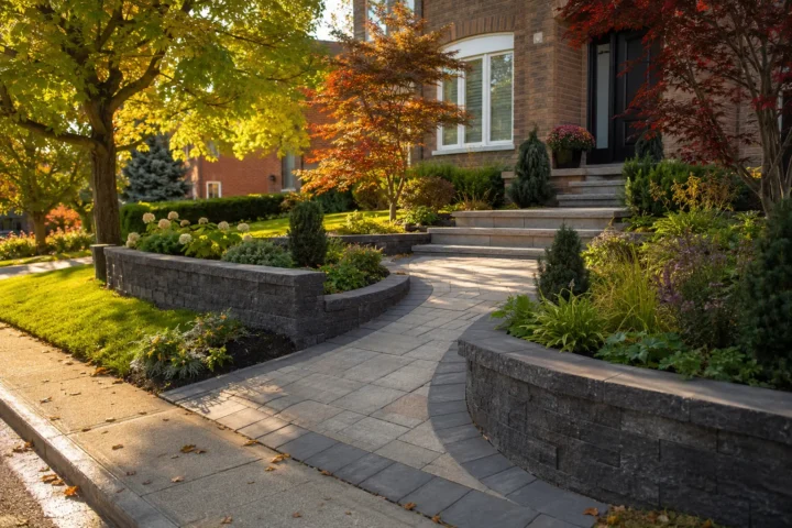 Front yard retaining wall and walkway project