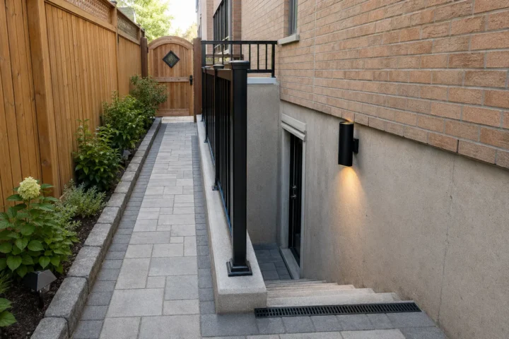 Landscaping around a legal basement entrance