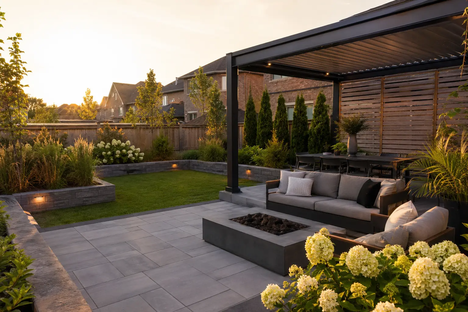 Modern backyard patio and garden project
