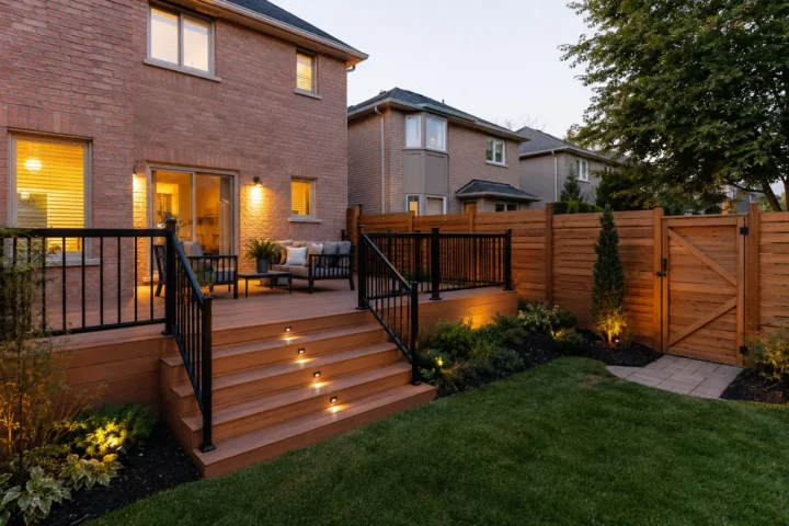 Private backyard deck and fence project